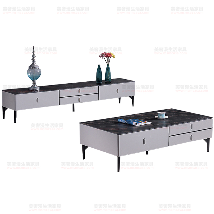 美奢漫極簡(jiǎn)巖板黑白茶幾電視柜MQ-2111#