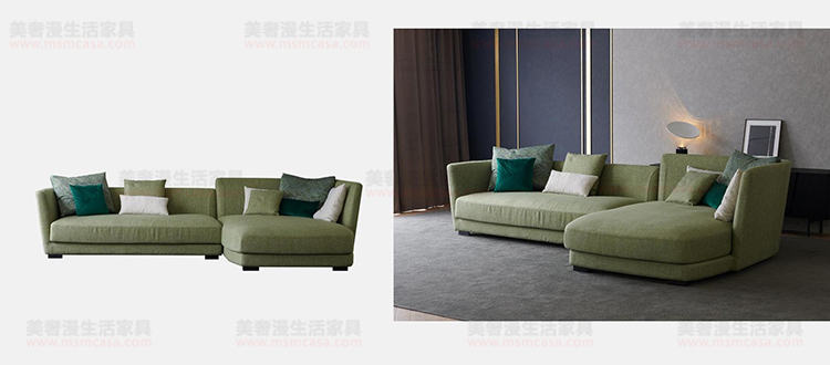 美奢漫意式極簡棉麻綠色沙發(fā)HY-190210#