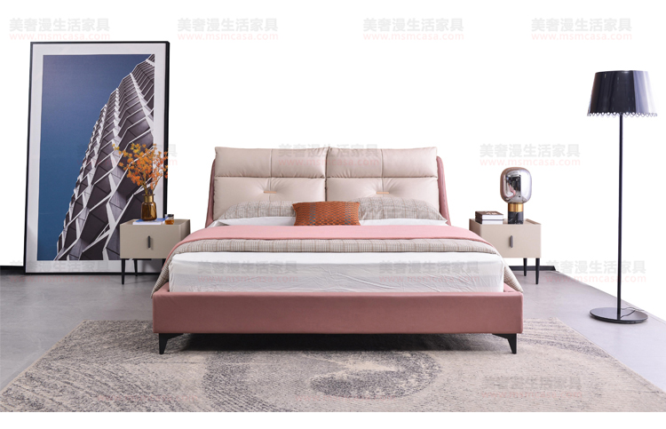 美奢漫粉色科技布軟床XM-7315B#